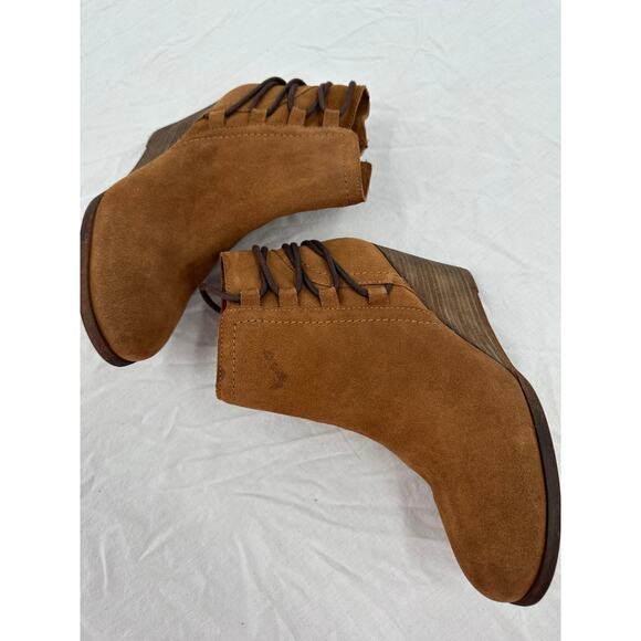 Diba Womens Suede Wedge Booties Size 9M Brown Ankle Round Toe - Picture 9 of 14